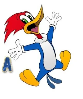 Abecedario del Pájaro Loco. Woody Woodpecker with Alphabet.