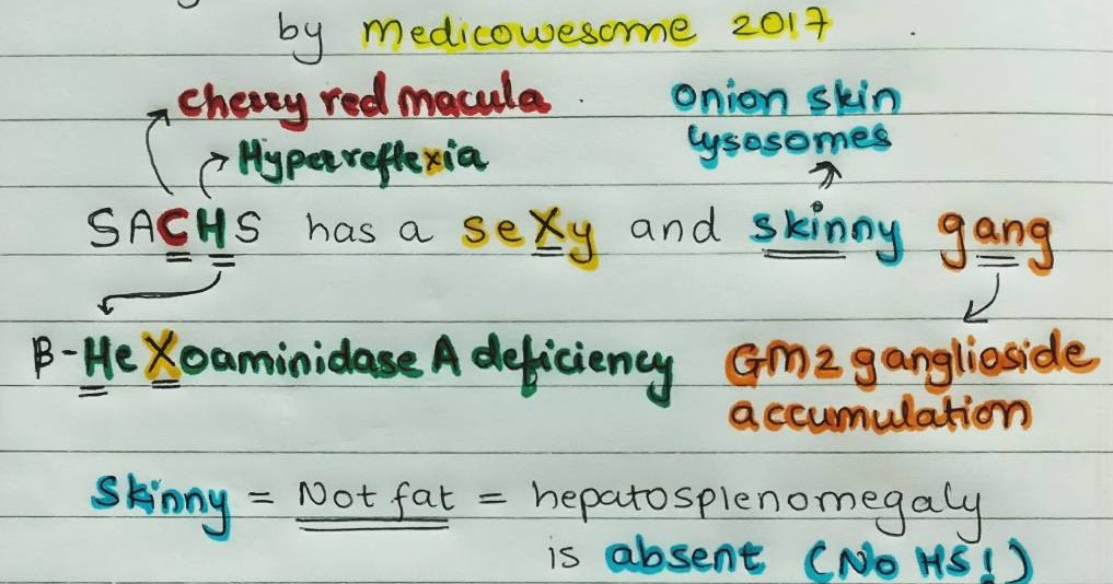 Medicowesome TaySachs disease notes and mnemonic