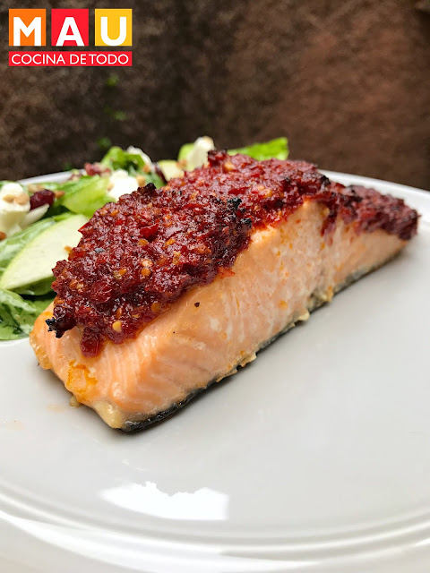 mau cocina de todo salmon con tomates deshidratados receta al horno facil