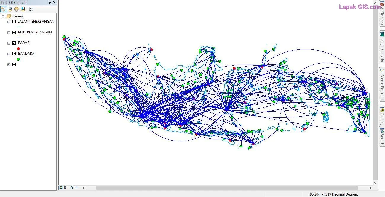 Data Shapefile Jalur (Rute) Penerbangan Indonesia