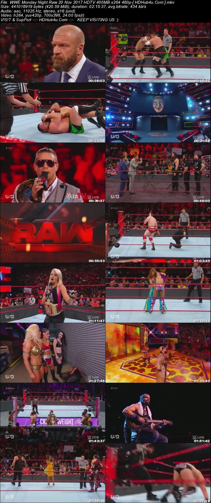 WWE Monday Night Raw 20 November 2017 480p HDTV 400MB