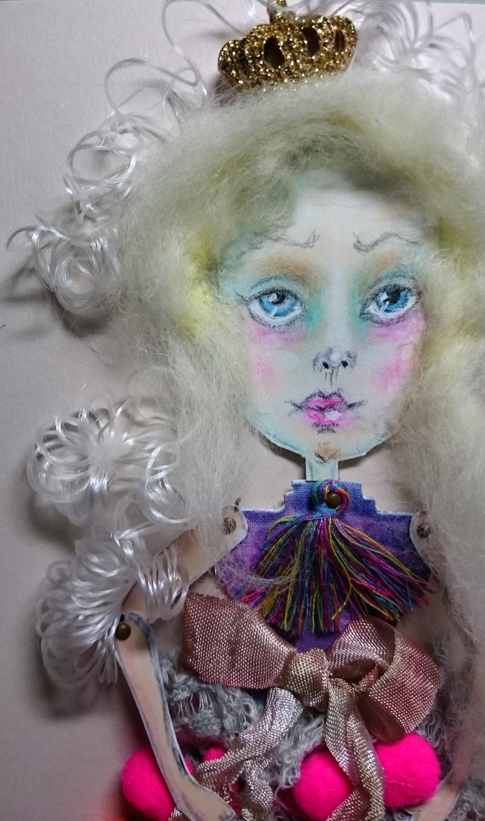 Vintage Handmade Mixed Media Art Paper Doll