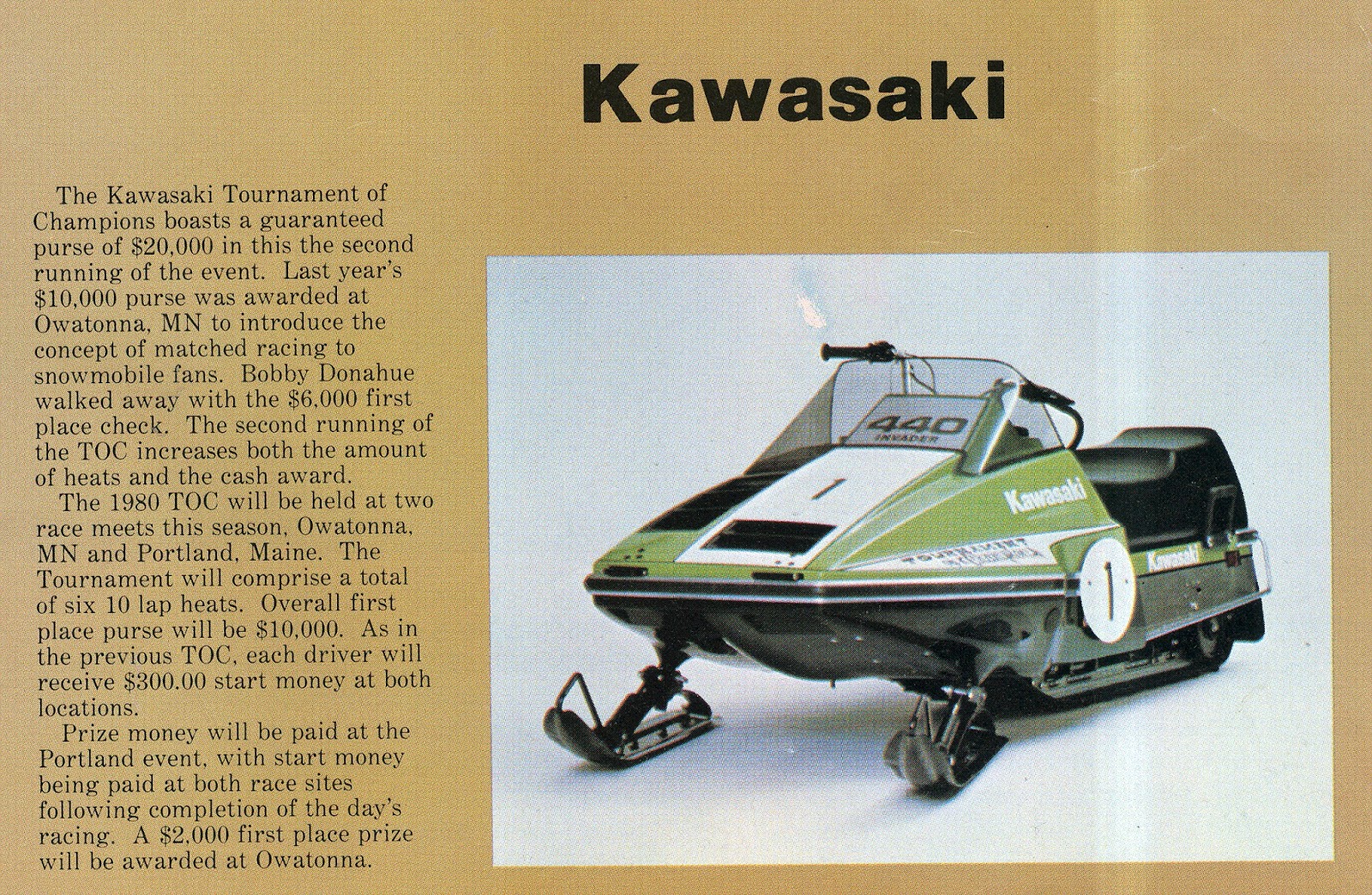 CLASSIC SNOWMOBILES OF THE PAST 1980 KAWASAKI SNO PRO SNOWMOBILE