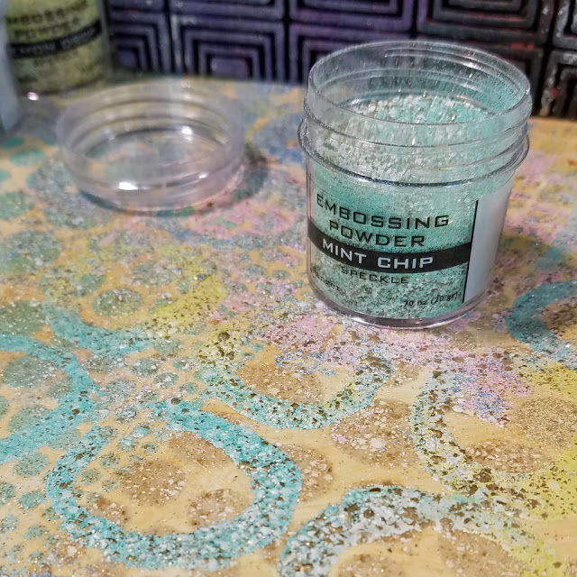 Ranger Speckle Embossing Powder using ArtFoamies Stamps and Emboss it ink pad