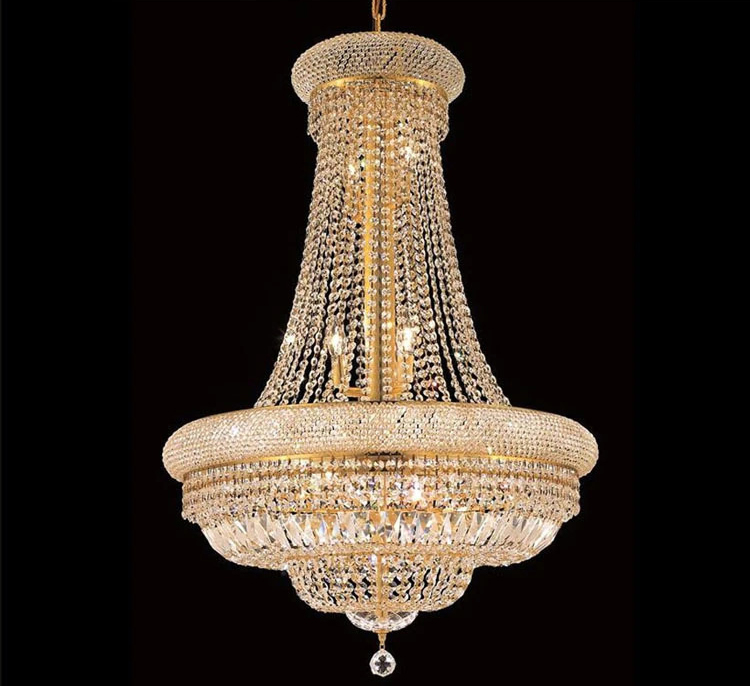 French Empire Chrome Gold Crystal Chandelier Luxury Hanging Ceiling Light