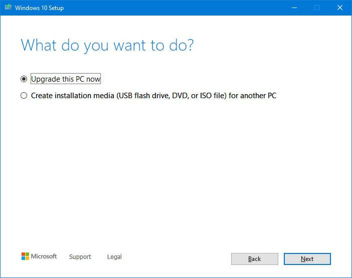 upgrade pc now mct windows 10