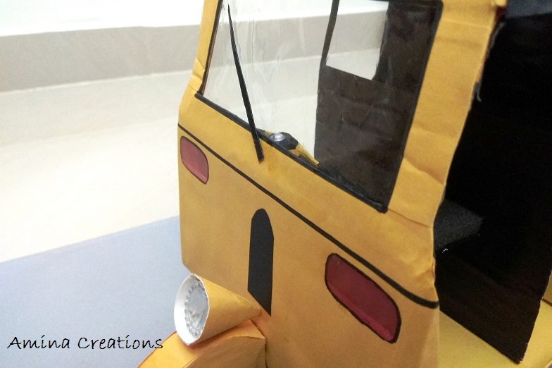 AMINA CREATIONS: DIY CARDBOARD AUTO RICKSHAW/ SCHOOL PROJECT