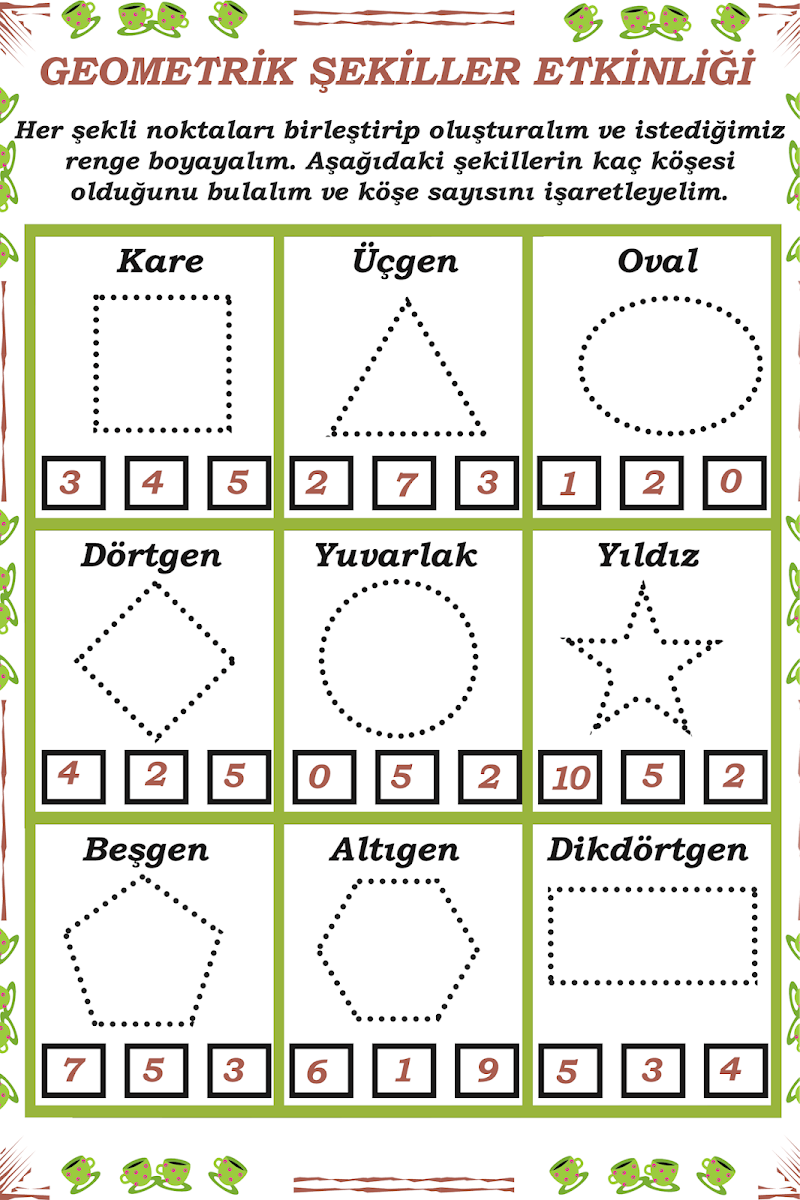 Geometrik Şekiller Köşe Sayma Etkinliği