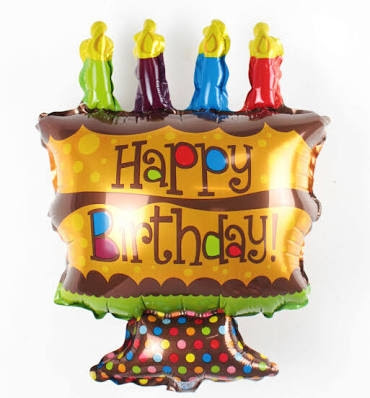 Balon Foil Happy Birthday Cake Coklat Mini