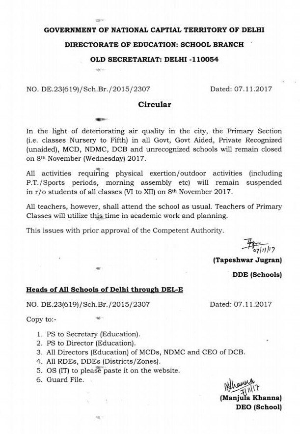 DoE Declared Holiday for tomorrow for 1 to V class students of all the