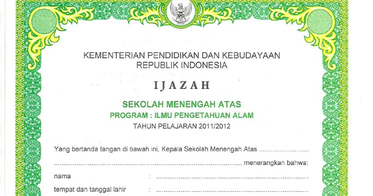 Blangko Ijazah 2012 ~ KGP-TIK MAJALENGKA