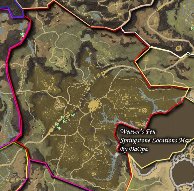 New World Weaver's Fen springstone map