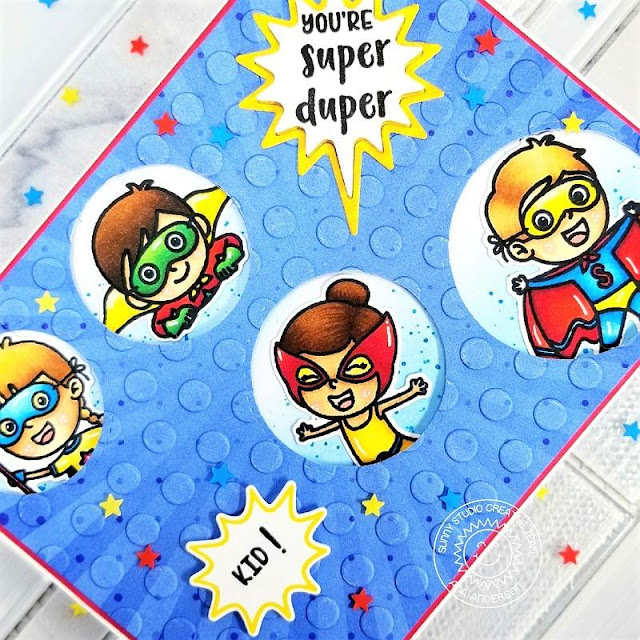 Sunny Studio Stamps: Comic Strip Speech Bubble Dies Super Duper Staggered Circles Dies Card by Ana Anderson Sunny Studio Stamps: Comic Strip Speech Bubble Dies Super Duper Staggered Circles Dies Card by Ana Anderson