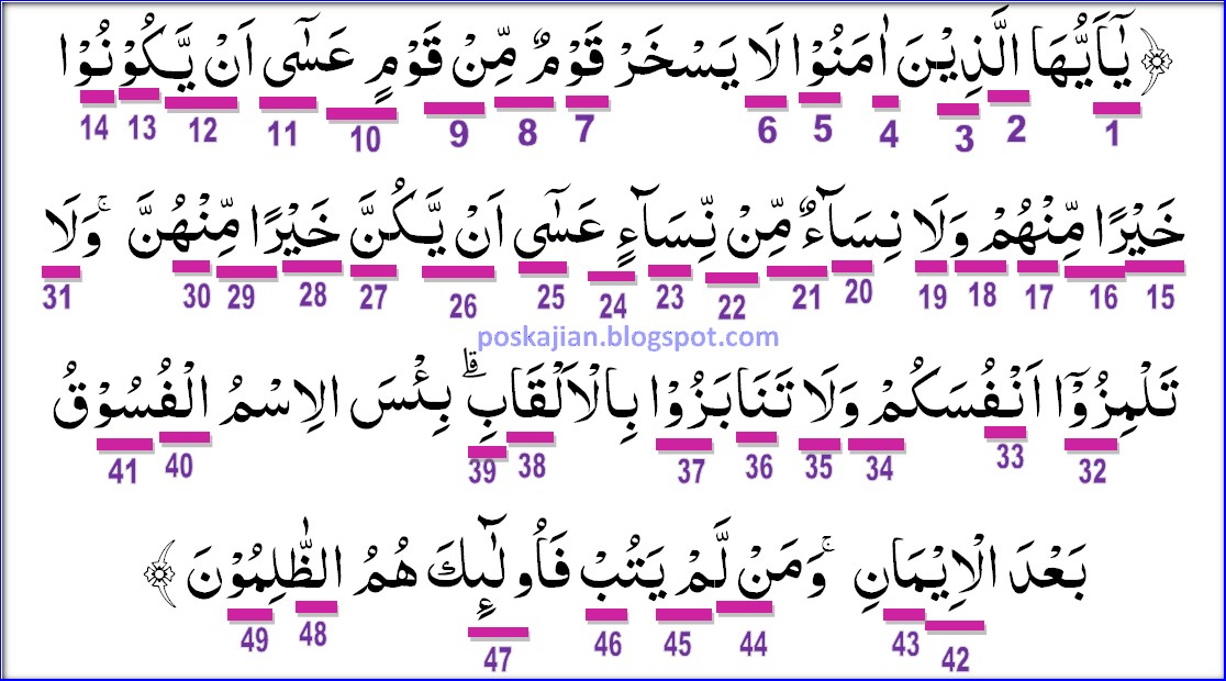 Hukum Tajwid Al Quran Surat Al Hujurat Ayat 11 Lengkap Latin