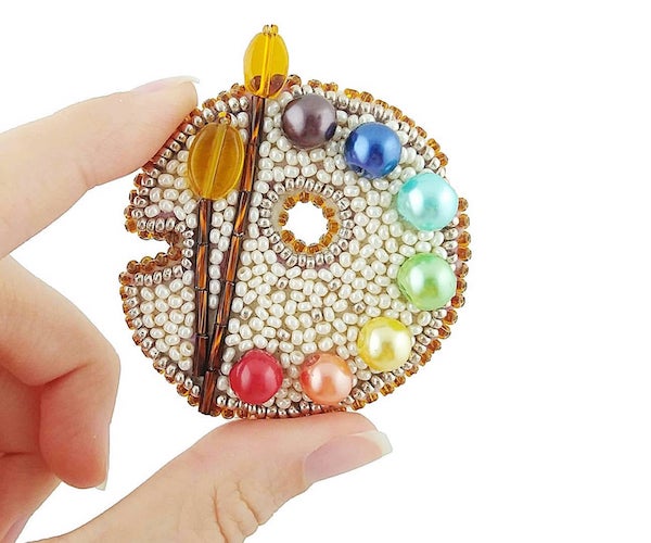 Hand embroidery kit for making beaded decoration Seed bead brooch Needlework kit DIY embroidered jewelry