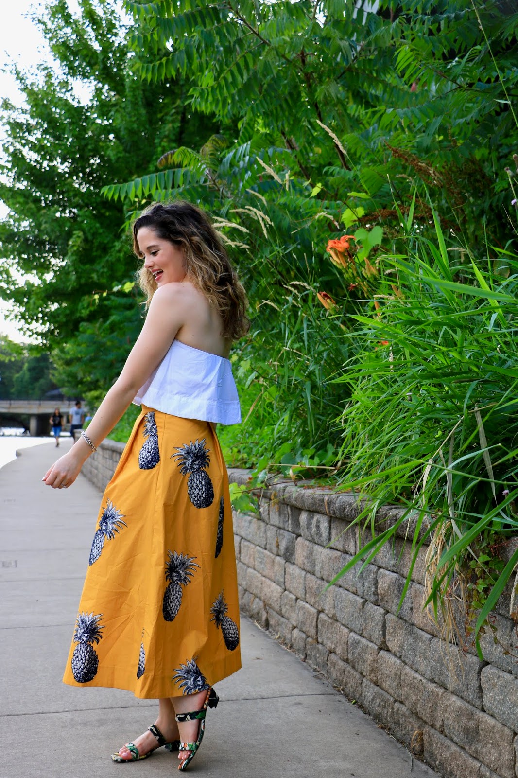 Kathleen's Fashion Fix: Pineapple Express // Strapless Crop Top + Midi ...