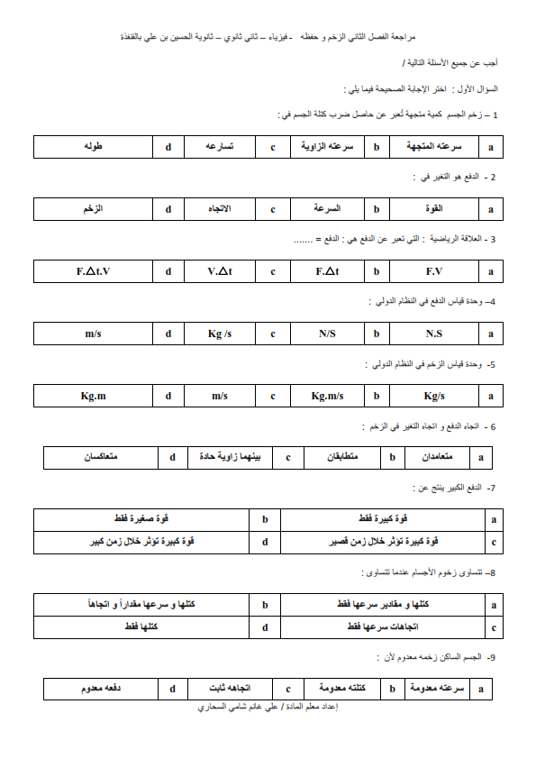 وحدة قياس الدفع هي