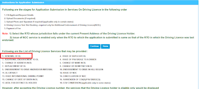 driving licence renewal online