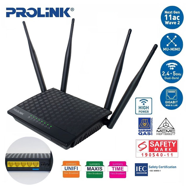PROLINK Wireless AC1200 MU-MIMO PRC3801 (BOS AFIRMASI/KINERJA)