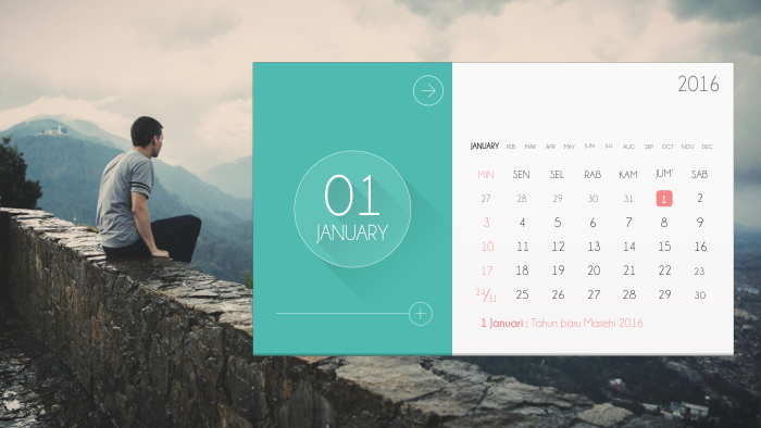 Download gratis Flat design Kalender template 2016