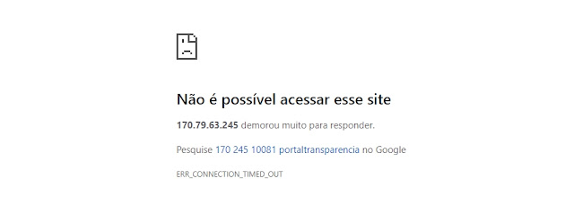 Roncador: Portal da Transparência continua fora do ar, contrariando a Lei da Transparência