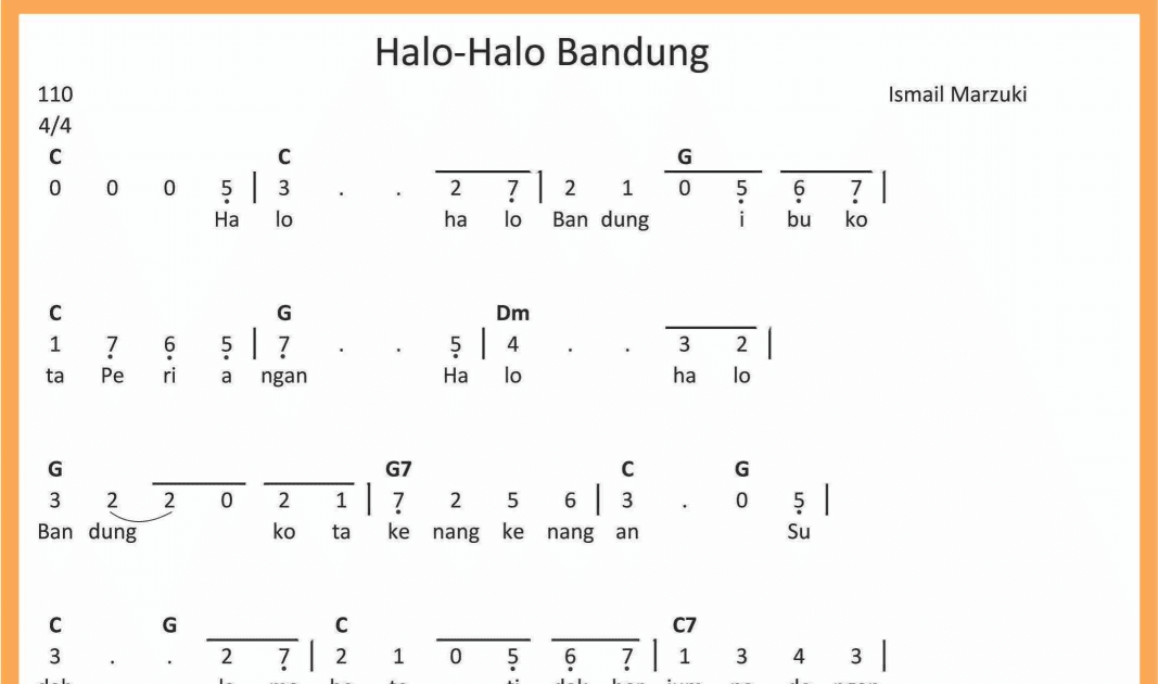 Halo Halo Bandung Chord Pianika