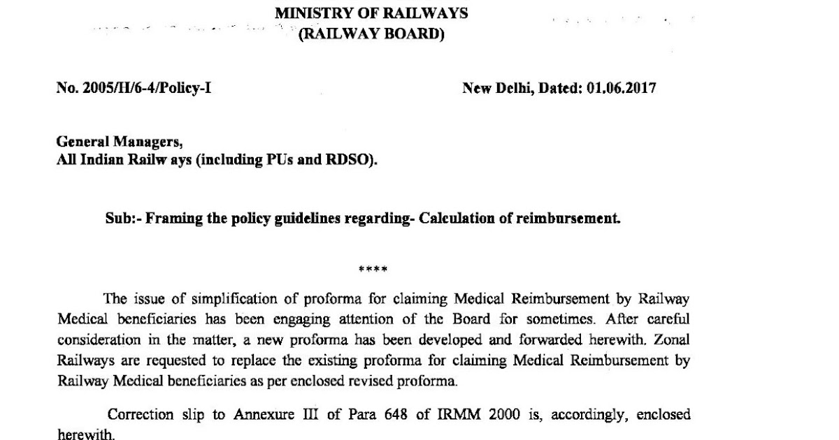 Rly Board Directorate Of Health Correction Slip to Annexure Ill of Para