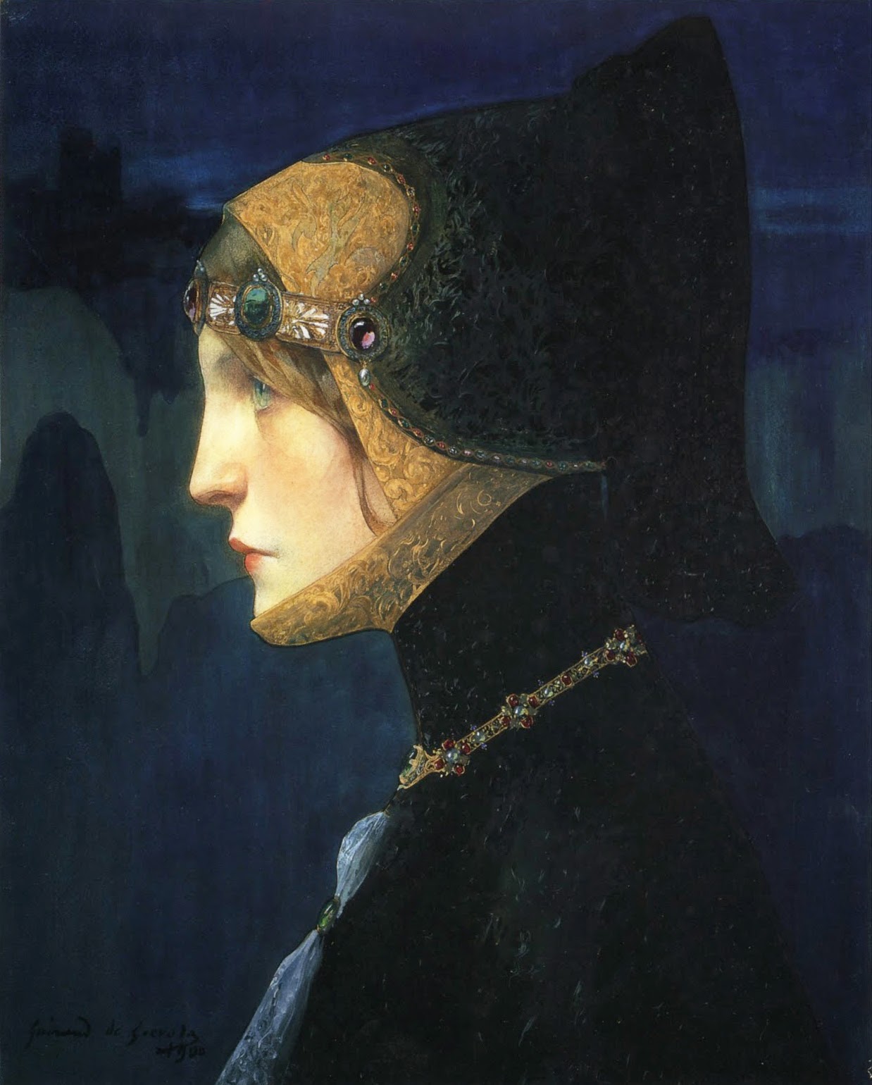  - Head of a Lady in Medieval Costume, 1900