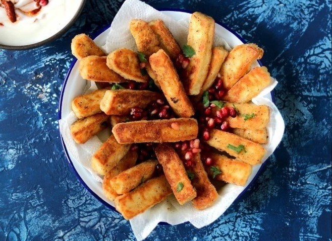 Crispy Halloumi Fries and Dips #appetizers #snacks