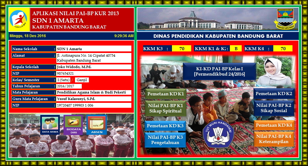 Aplikasi Penilaian PAIBP Kelas I SD Kurikulum 2013 Revisi