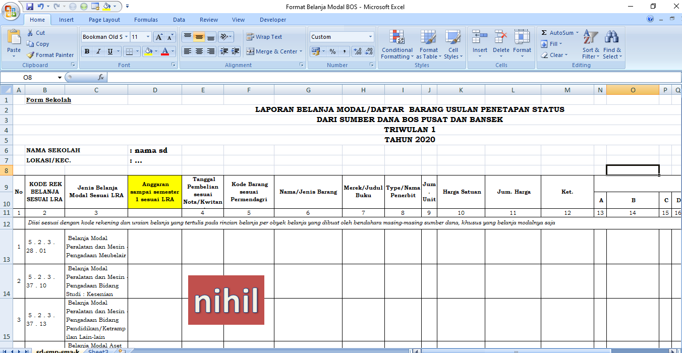 CONTOH FORMAT LAPORAN SPJ BOS TAHUN 2020 tasADMIN