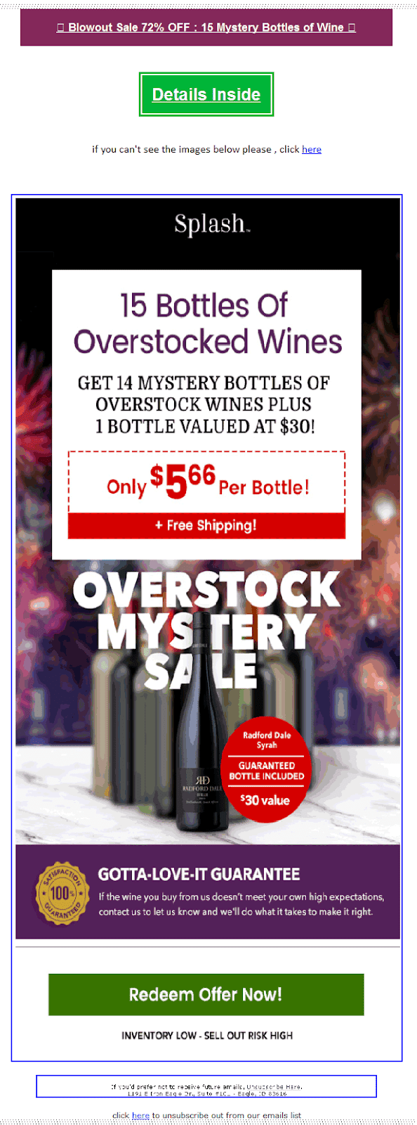 Metadata Consulting [dot] ca Splash Wine Phishing Email 15 Bottles