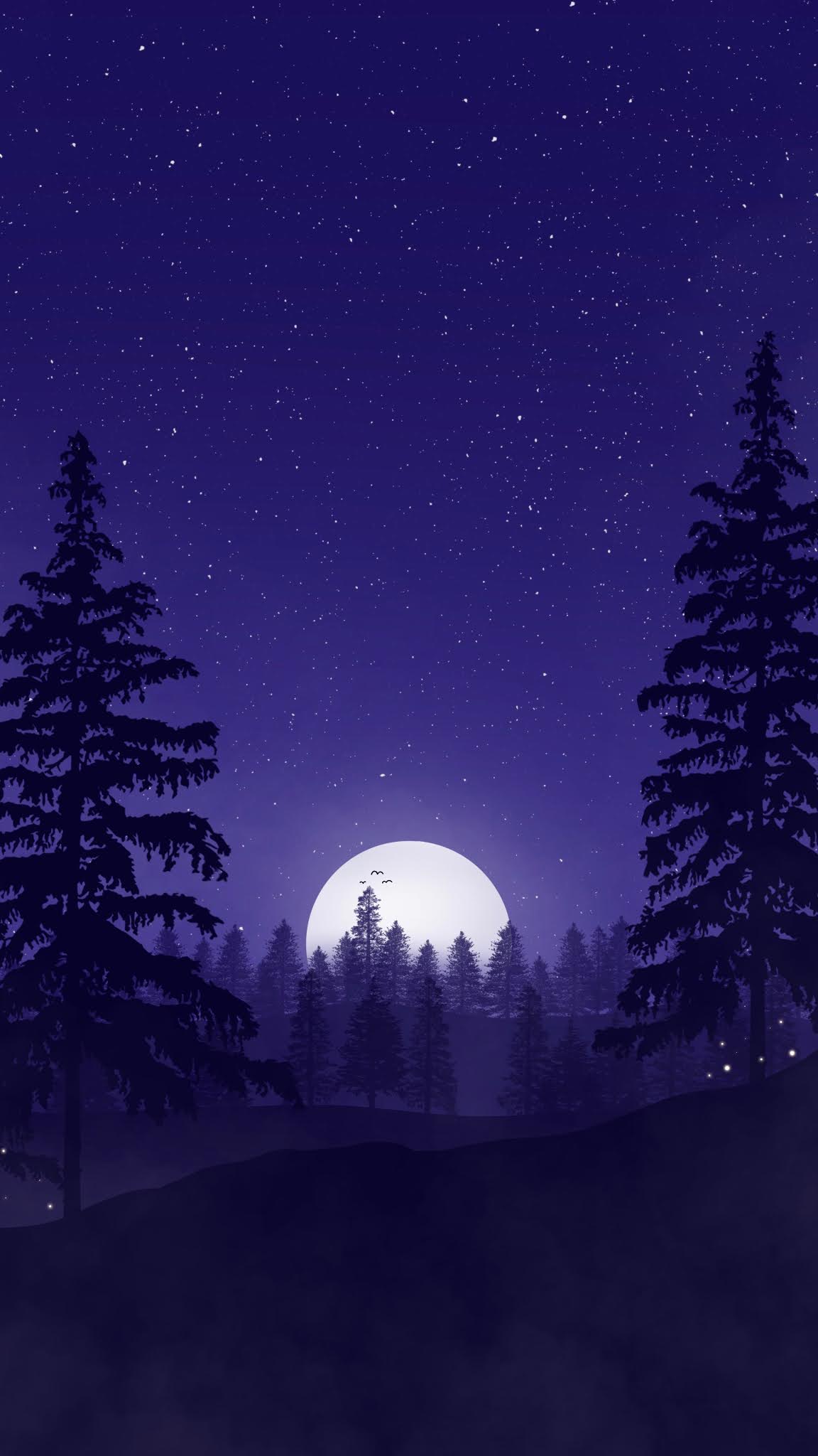 PURPLE NIGHT IN THE FOREST WALLPAPER IPHONE
