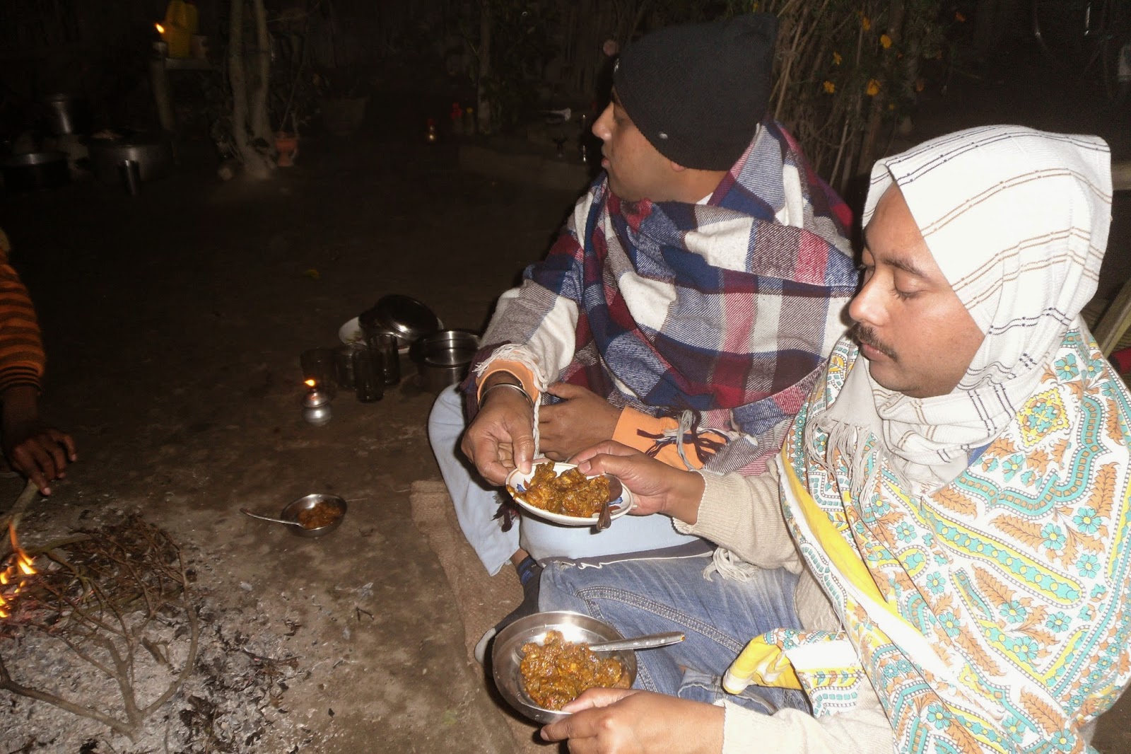Dinner with Chicken Kosha in Kumlai Dooars