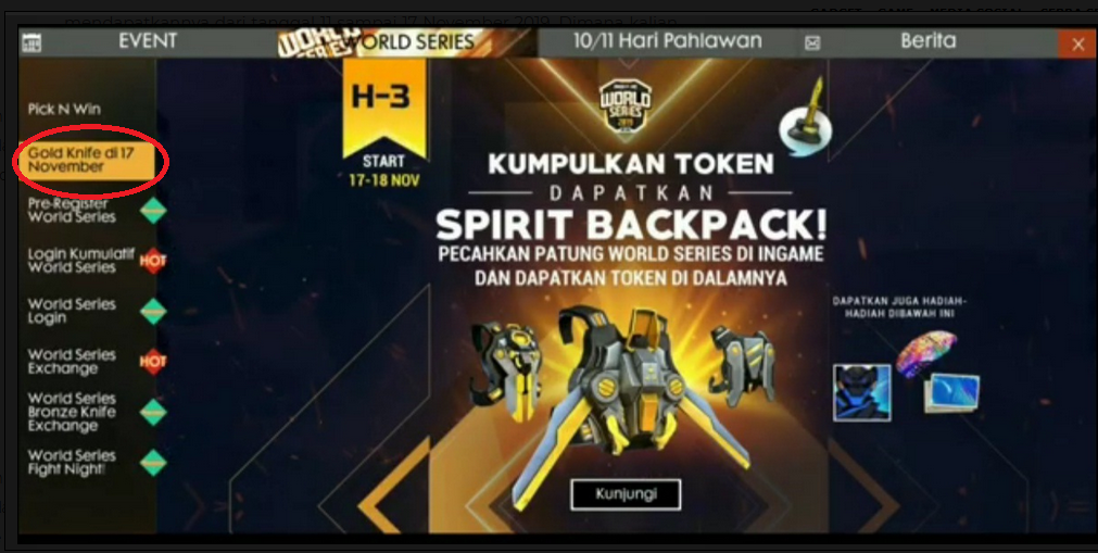 Cara Dapatkan Gold Knife Ff Free Fire Dan Bronze Knife Ff