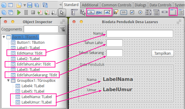 Desain form program biodata penduduk
