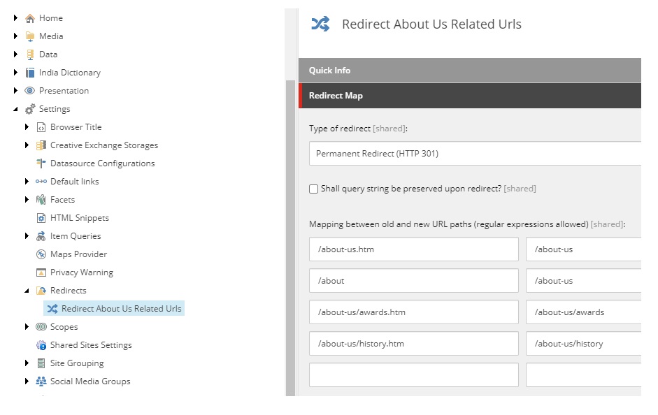 Redirect Old URLs having extensions in URL using Sitecore SXA Redirect Mapping Module