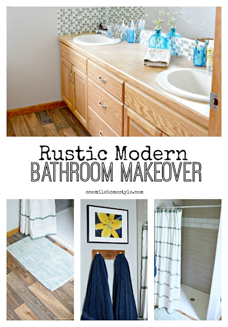 I absolutely love this rustic modern bathroom makeover! So bright and fresh with beautiful worn wood touches!