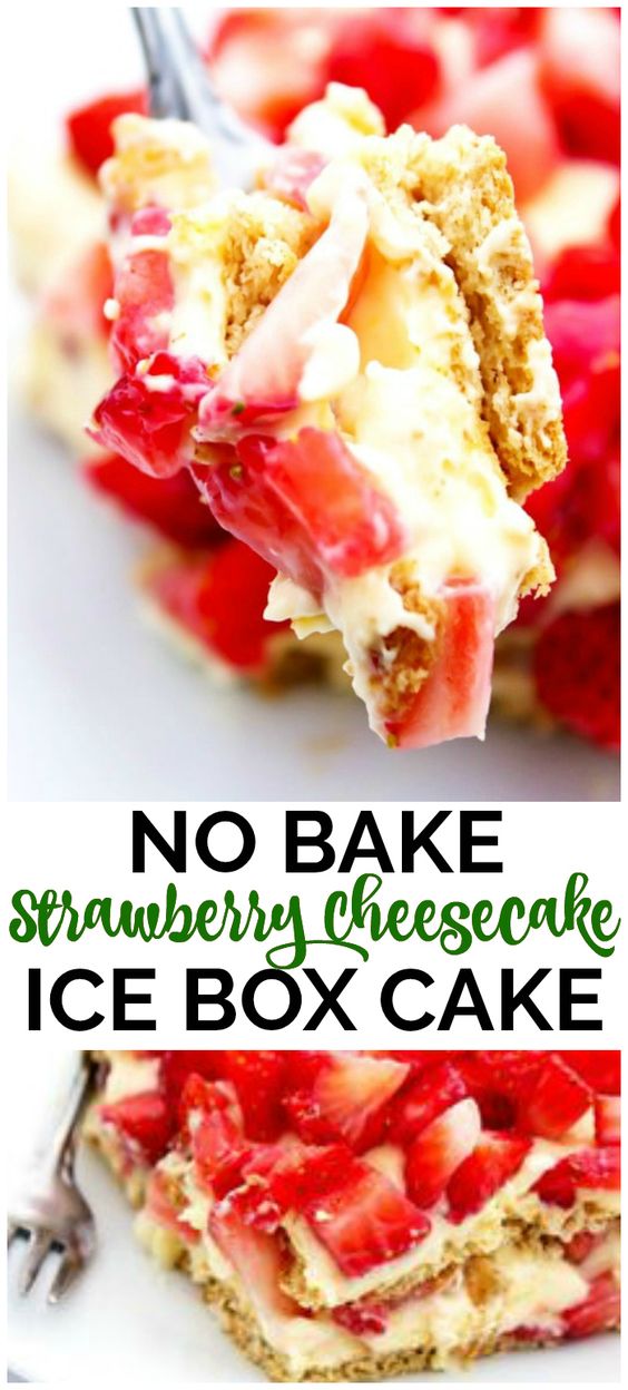 A deliciously simple layered ice box cake made with graham crackers, a creamy vanilla "cheesecake" layer and fresh strawberries. Easy to make and devour.