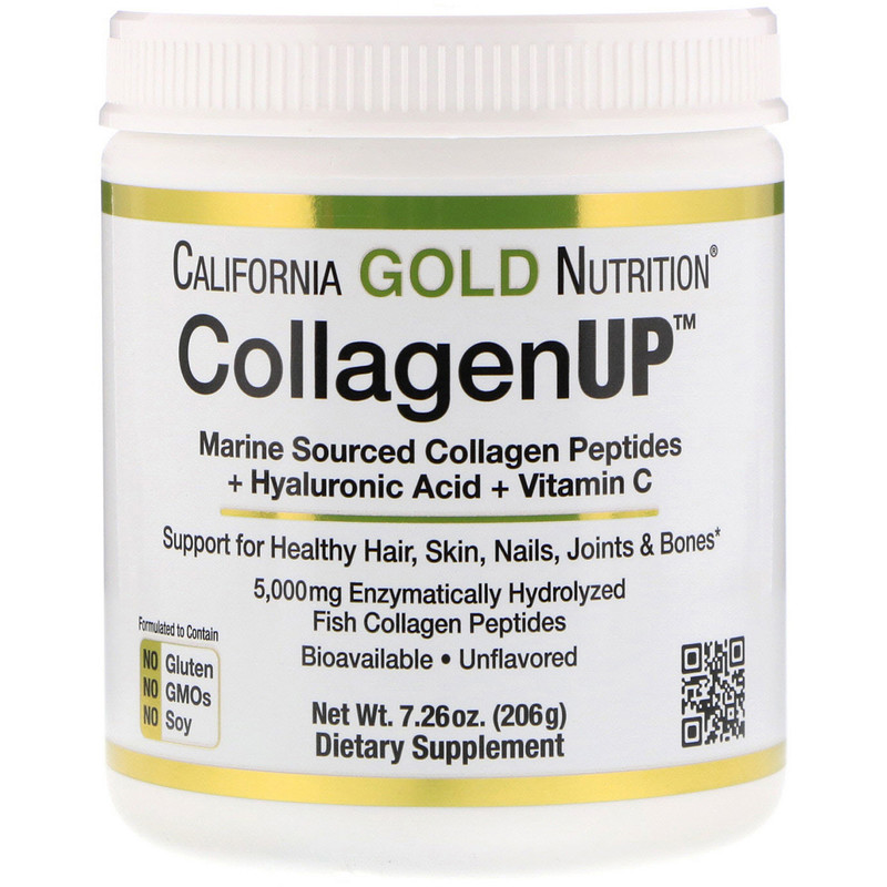 California Gold Nutrition, CollagenUP, морской гидролизованный коллаген с гиалуроновой кислотой и витамином С, без запаха, 206 г (7,26 унции) California Gold Nutrition, CollagenUP, морской гидролизованный коллаген с гиалуроновой кислотой и витамином С, без запаха, 206 г (7,26 унции)