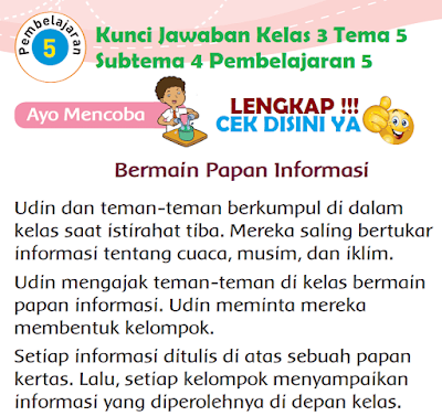 Kunci Jawaban Tematik Kelas 3 Tema 5 Subtema 4 Pembelajaran 5 www.simplenews.me