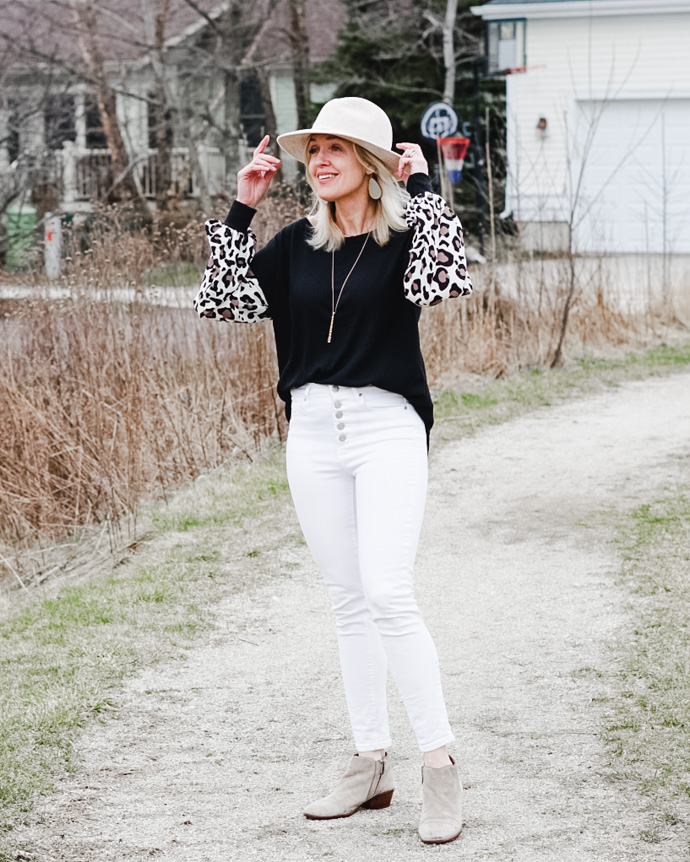 black leopard sleeve top