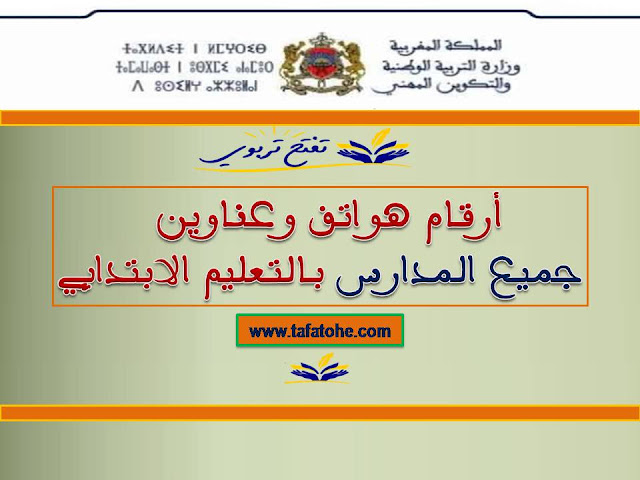 أرقام هواتف وعناوين جميع المدارس بالتعليم الابتدائي