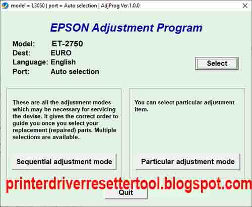 Epson Expression ET-2750 Resetter Adjustment Program Tool Free Download
