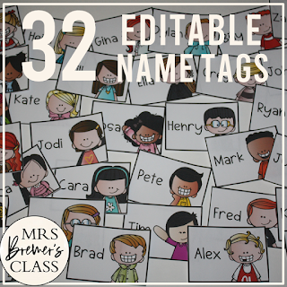 Back to school name tags and labels with 32 different editable options for your classroom. Perfect for labeling desks, cubbies, book baskets, binders, coat hooks, boxes, and anything else you'd like! Sixteen boy and sixteen girl options are included in each pack! #classroomsetup #backtoschool #nametags #classroom #labels #classroomorganization #teaching #classroomideas