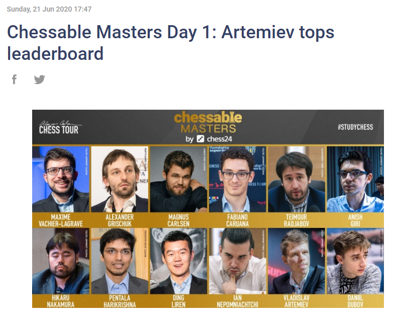 Chessable Masters: Caruana and Nakamura reach winners' bracket final