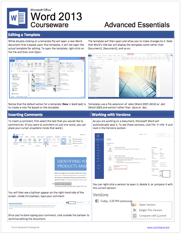 mouse training london ltd word 2013 advanced essentials quick