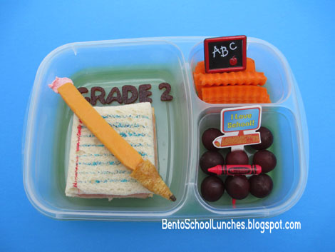 http://1.bp.blogspot.com/-XtM8c5VpIbM/UZdzpZ8nbBI/AAAAAAAAFS8/Kik-XTedtgk/s1600/Back+To+School+Pencil+n+Book+Bento+Lunch-Book+shaped+sandwich,cheese+pencil+with+bugle+tip+and+marshmallow+eraser,fruit+lether+letters,crinkle+cut+organic+carrots,seedless+grapes+8-8-12.jpg