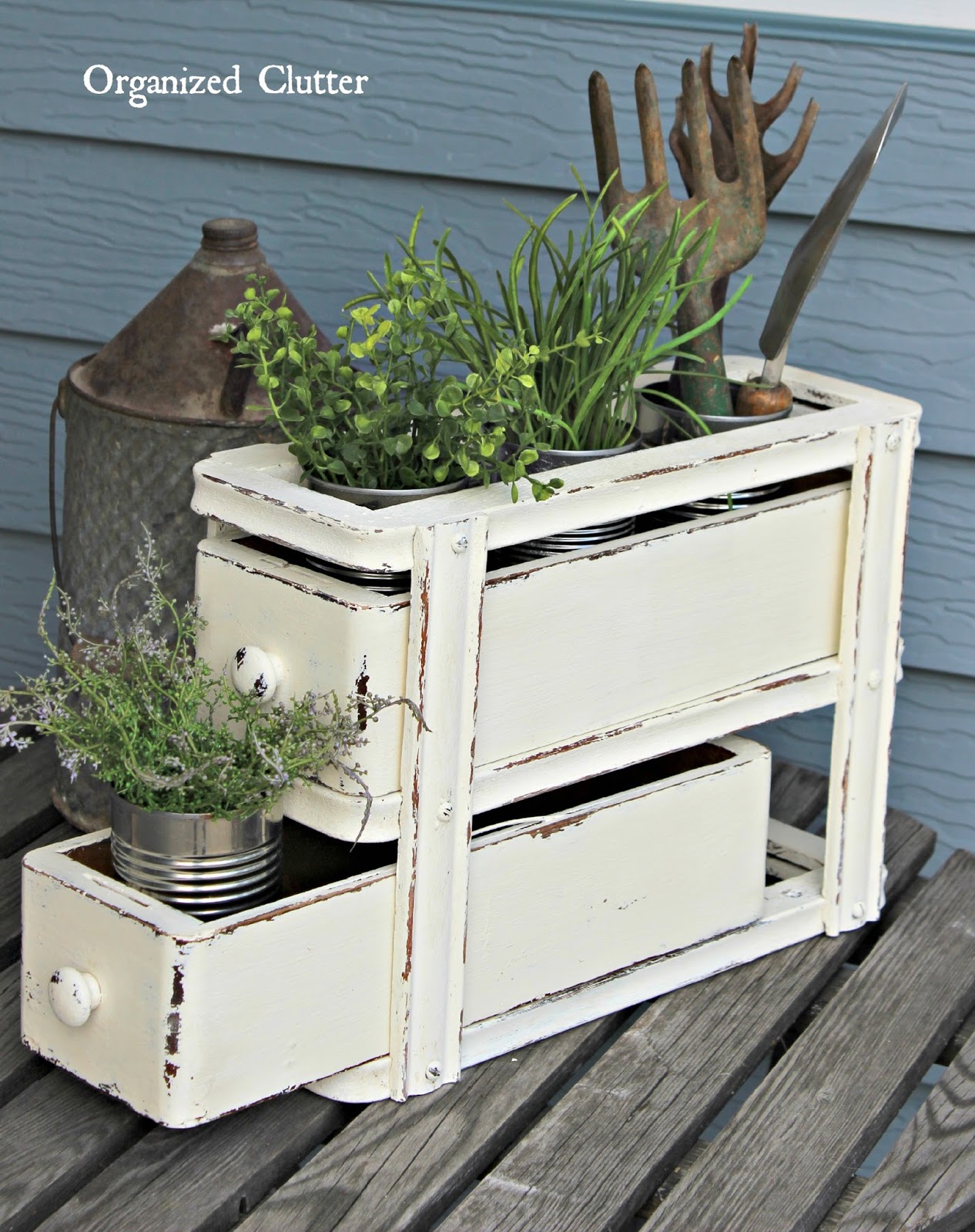 Sewing Machine Drawers Re-purposed As Plant Holder - Organized Clutter