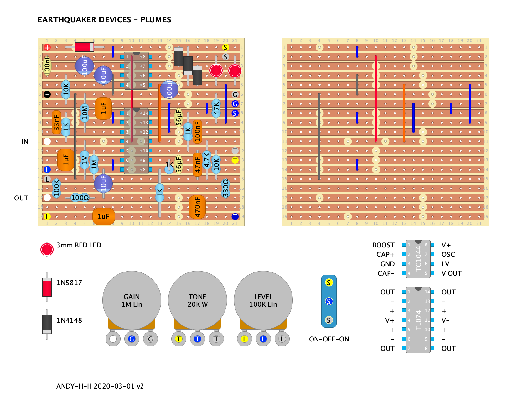 Guitar Effects - Vero - Point to Point - Tag Board Layouts: EARTHQUAKER